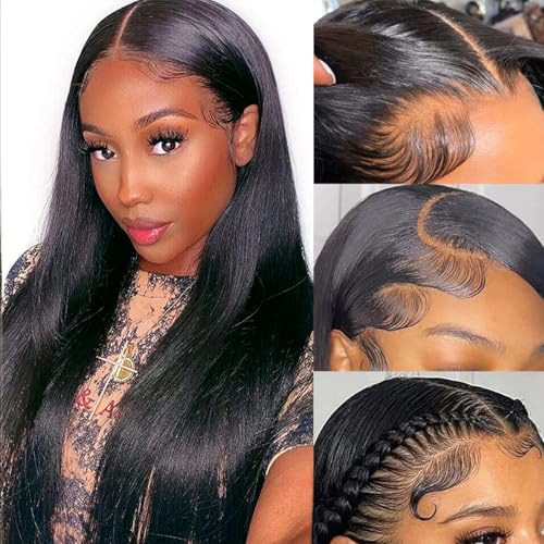 16 Inch Natural Black HD Lace Closure - Straight Brazilian Human Hair Pre Plucked with Baby Hair