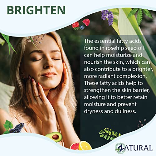 Zatural ROSA CANINA - Organic Rosehip Oil for Face, Nails, Hair and Skin - Cold Pressed Rose Hip Oil (16 oz)