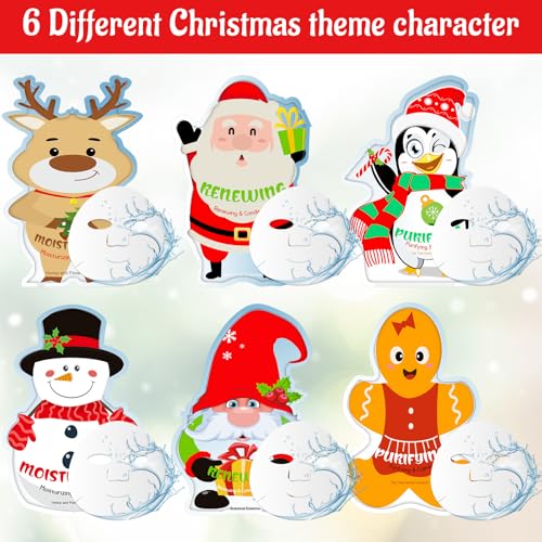 36 Pack Christmas Face Masks Set - Holiday Skincare Facial Sheet Masks for Women & Men - Festive Stocking Stuffer