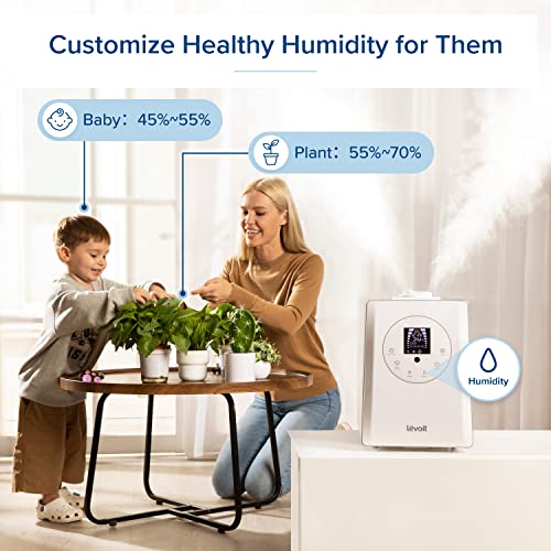 Levoit 6L Humidifier for Large Rooms – Warm & Cool Mist, White (Bedroom/Auto Mode) 6L