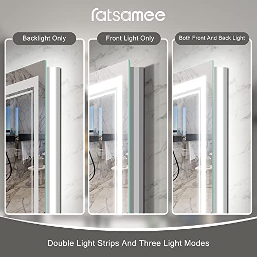 28x36 LED Bathroom Mirror with Lights - Anti-Fog, Dimmable, 3-Color, Backlit & Front Lit - Variation of 3-Color (Front+Back) 36"L x 28"W