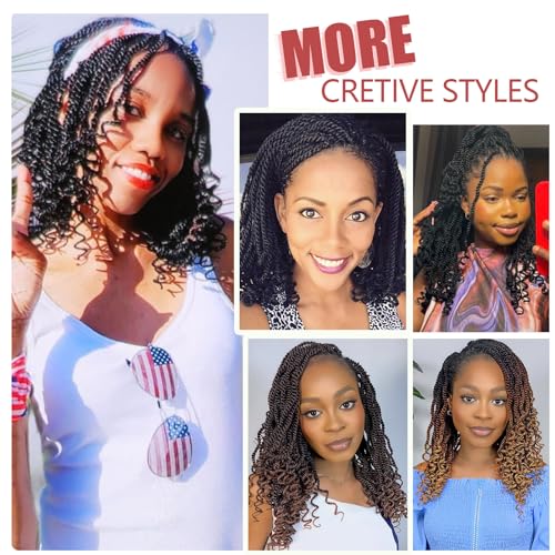 8 Packs Senegalese Twist Crochet Hair - 24 Inch Kinky Synthetic Braids with Curly Ends, Pre Looped for Black Women - Variation of 2 / 24 Inch