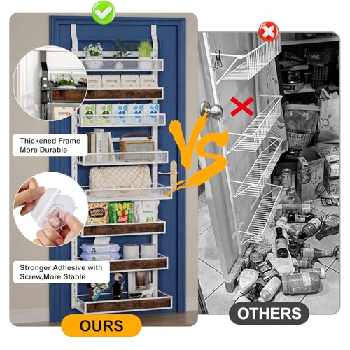 Clothink White 8-Tier Pantry Door Organizer Spice Rack - Adjustable Wall & Over Door Kitchen Storage