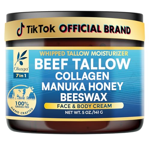 Organic Beef Tallow Balm for Skin 5 oz - Moisturizer, Collagen, Grass-Fed