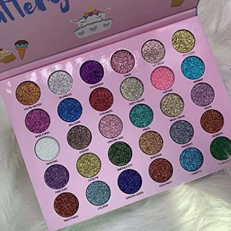 30 Colors Glitter Eyeshadow Makeup Palette Colorful Sparkly Eye Shadow Pallet + 1Pc Eyeshadow Brush Long Lasting Glitter Pressed Powder Palette
