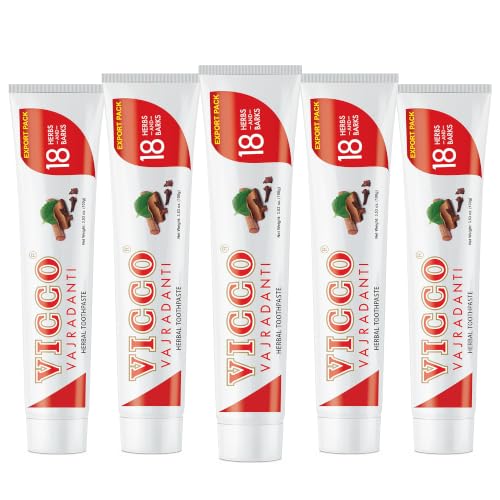 Herbal Toothpaste for Oral & Gum Care - Fluoride-Free, 70 Years Ayurvedic Tradition, 3.53 oz (5 Pack)