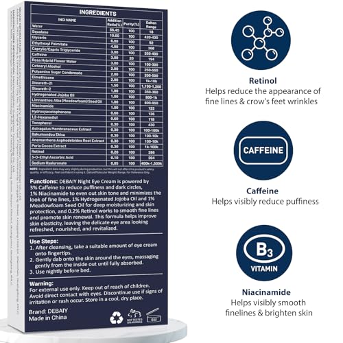 3% Caffeine Eye Cream for Dark Circles Puffiness & Bags Under Eyes Night Cream (3 Pack 15g Each)