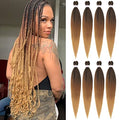 Pre-Stretched Braiding Hair 30 Inch - Natural Yaki Texture, Ombre Colors, Pack of 8 - Variation of 1B-30-27