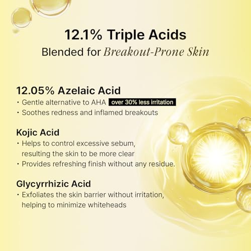 Azelaic Micro Oil Blender 37 Serum with 12% Azelaic Acid, 3% Centella Oil & Kojic Acid for Redness and Troubled Sensitive skin¤ÓA low-irritant & Soothing Korean Skincare ? 1.01 fl oz / 30ml