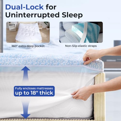 HOMRELEXA Twin XL Cooling Mattress Topper 4 Inch Gel Memory Foam & Ice Silk Cover