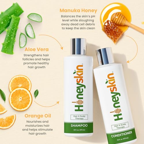 Honeyskin Hair Growth Shampoo & Conditioner Set 16oz Pack of 2 - Sulfate-Free Hydrating & Volumizing for Thinning Hair