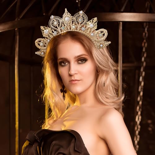 Gold Sun Goddess Halo Crown Headpiece - Boho Sunburst Goddess Tiara