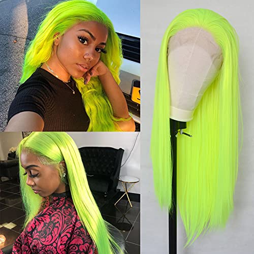 Luwigs Fluorescent Green Synthetic Lace Front Wig - 22 Inch Straight Style