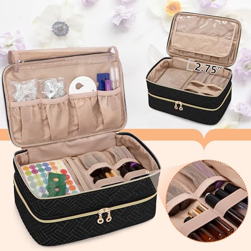 BAFASO Essential Oil Storage Case Holds 40 Bottles (5ml-30ml), Essential Oil Organizer with Tool Storage Sections (Bag Only), Black