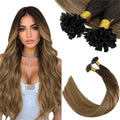 Ugeat U Tip Hair Extensions Real Remy Human Hair Ombre Brown 16 Inch 40G Pack of 50