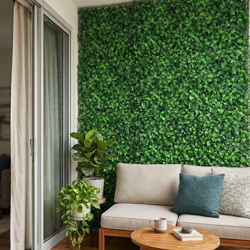 Artificial Privacy Grass Wall Decor - Ficus Leaf, 20x50 Inches - Faux Outdoor Fence Covering, Garden Screen, Balcony Privacy Panel - Ficus Leaf Variation