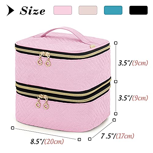 LUXJA Detachable 2 Layers Nail Polish Storage Case Pink - Holds 40 Bottles