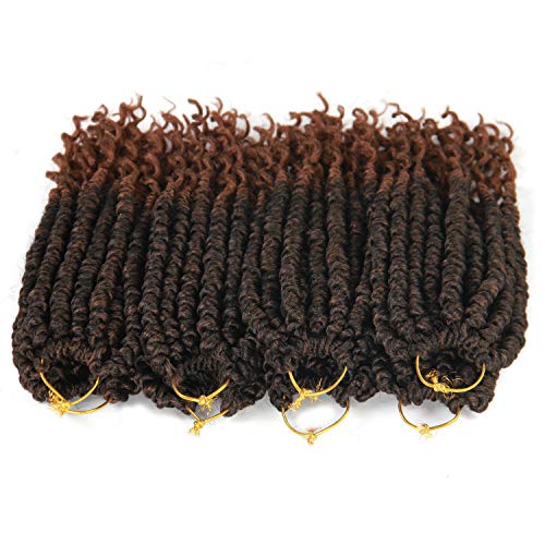 12 Inch Senegalese Twist Crochet Hair Extensions - Spring Curl End, Black Mix Brown (1B/30#), 8 Pack