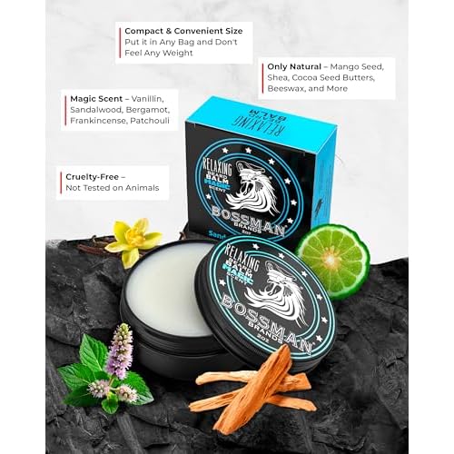 Bossman Relaxing Beard Balm for Men (Magic Scent) ? Tames, Relaxes, Thickens & Softens for Ultimate Beard Care ? Made in USA