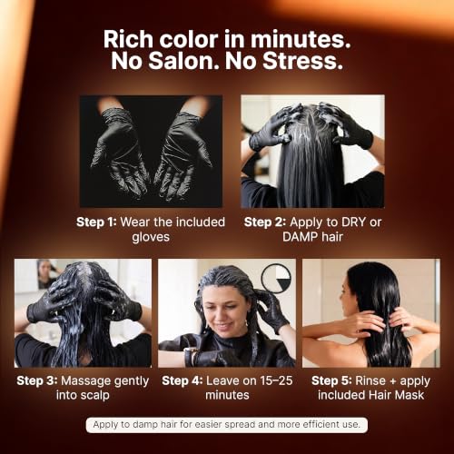 Herbishh Natural Black Hair Dye Shampoo 500ml for Gray Hair Coverage