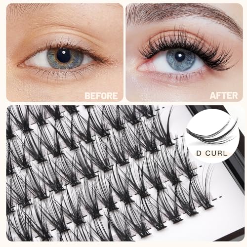 Bodermincer Lash Extension 240pcs D Curl 30D Cluster Individual Cluster Lashes (30D-12mm)