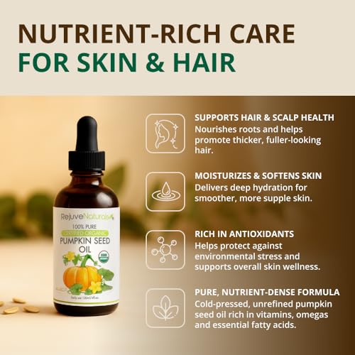 Organic Pumpkin Seed Oil (LARGE 4-OZ Bottle) USDA Certified Organic,