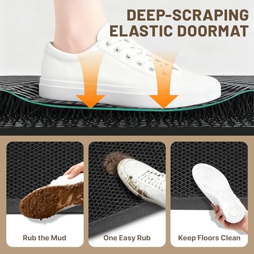 Black 4' x 6' Commercial Rubber Entrance Mat - Heavy Duty Indoor Outdoor Door