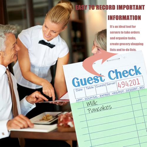 Officeva 100 Pack Guest Checks Server Note Pads 6.7 x 3.5 inch - 5000 Sheets