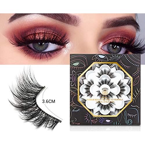 DYSILK Mink Lashes Fake Eyelashes - Wispy Lashes 7 Pairs Faux Mink Eyelashes 6D Lashes Natural Look Pesta?as Postizas Wispy Eyelashes Fluffy Lashes Reusable Dramatic Lashes |002
