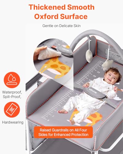 VEVOR Baby Changing Table Foldable Diaper Station with Storage & Adjustable Height - Light Gray