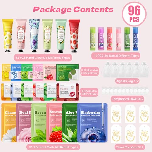Spa Party Gift Set - 96 Pcs Self-Care Favors for Women, Bridal & Baby Showers