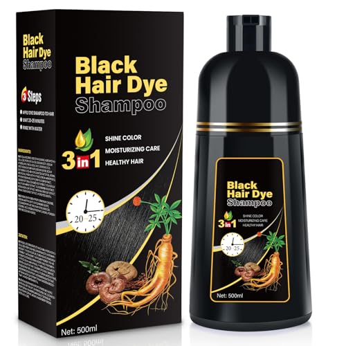 YOURTONE Black Hair Dye Shampoo 3-in-1 Hair Color, Conditioner & Shampoo for Gray Hair