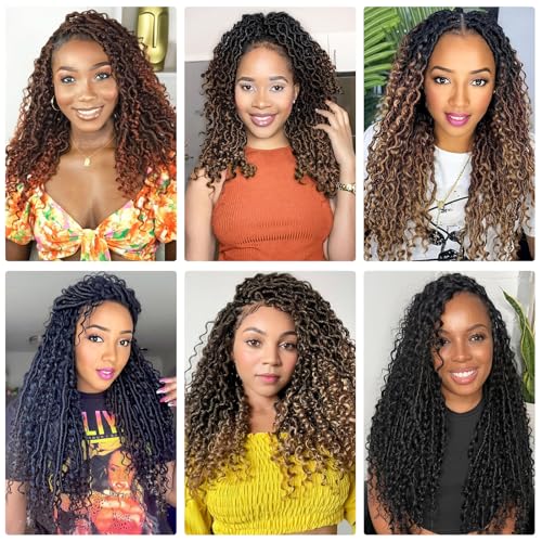 Alicoco Goddess Locs Crochet Hair 14 Inch 8 Packs Faux Locs with Curly Ends for Women Boho Style