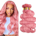 Pink Human Hair Bundles 3 Pcs 8-30 Inch Body Wave Straight Brazilian Weft