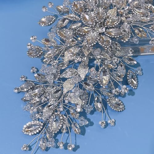 Silver Rhinestone Bridal Headband for Weddings - Aoityis