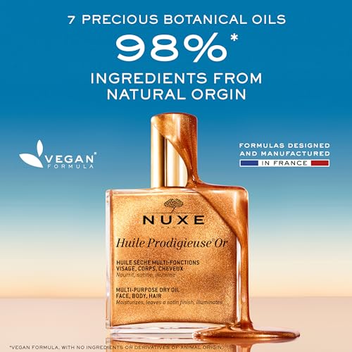 NUXE Huile Prodigieuse Shimmer Dry Oil (3.3 Fl Oz) & R?ve de Th? Aluminum-Free Deodorant (1.6 Fl Oz), Skincare Duo for Radiant Skin & 24-Hour Freshness