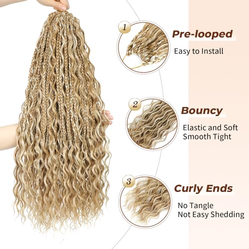 SOKU Goddess Box Braids Crochet Hair 24 Inch - Honey & Platinum Blonde Variation P27/613