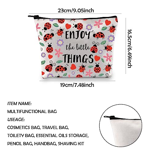 WCGXKO Ladybug Lover Gift Ladybug Party Favors Enjoy the Little Things Zipper Pouch Makeup Bag (LITTLE THINGS)