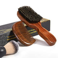 Beard Brush for Men, Natural Boar Bristle Sapele Wood Brush for Beard and Hair, Men's Grooming Kit with Pocket Beard Comb for Facial Hair Styling, Growth, Shine