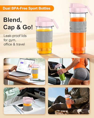 Pink Smoothie Blender and Grinder Combo - 10-Piece Portable Set