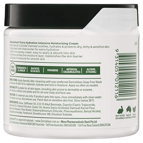 Dermaveen Extra Hydration Moisturising Cream 450g for Dry Sensitive Skin