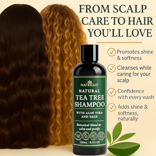 Organic Tea Tree Oil Shampoo for Dandruff & Sensitive Scalp - Sulfate Free, Vegan, Cruelty-Free