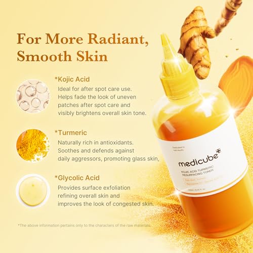 Medicube Kojic Acid Turmeric Smoothing Toner - Pack of 2, 8.45 fl oz, Face & Body