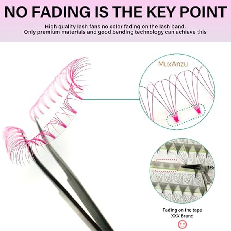 Eyelash Extension Colored Premade Lash Fans Short Stem Volume Lash Extensions Supplier 5D Pink Blue Purple Brown 352 Clusters C/D Curl 0.07/0.10 8-15mm MIX (Purple, 5D 0.07 D 8-15MIXED)