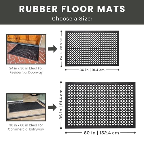 Envelor Anti-Fatigue Rubber Floor Mat 36 x 60 Inches Non-Slip Kitchen & Entryway Rug - Variation 1