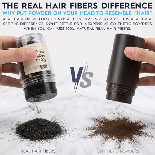 Hair Illusion Black Hair Fibers for Thinning Hair - 18g Natural Real Hair, Non-Synthetic, Cover Bald Spots - Pack of 1