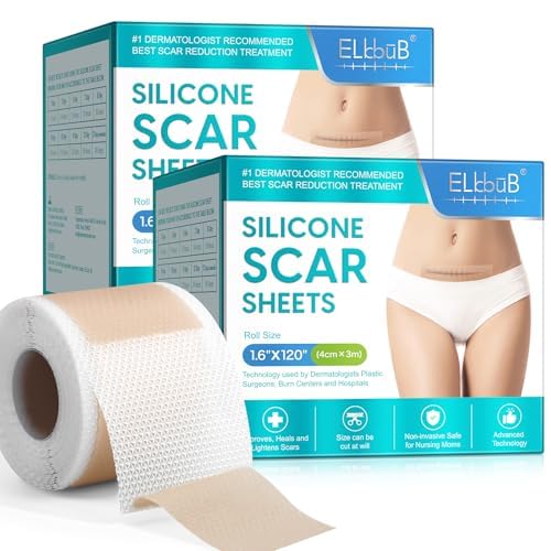 Silicone Scar Sheets (1.6¡± x 120¡±), Medical Grade Scar Tape for C-Section, Surgery, Keloid, Burn, Acne Scars - Reusable, Pain-Free, Safe for Sensitive Skin