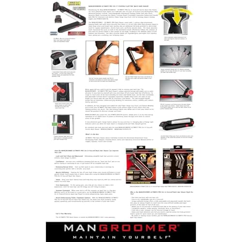 MANGROOMER - Ultimate PRO Back Hair Shaver (New 7th Generation) Complete Wide Blade Attachment Head with Shock Absorber Neck (Attachment Head with Shock Absorber Neck and Blade only)