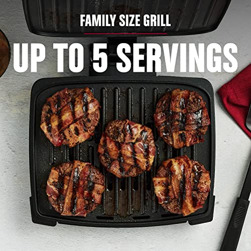 George Foreman Submersible 5-Serving Grill with Adjustable Temperature, Black/Grey