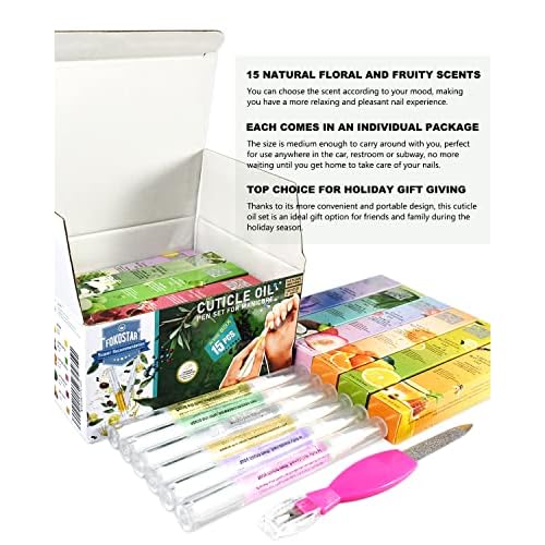 Nail & Cuticle Oil Pen 15Pcs Kit Manicure Essentials Strengthening with Different Naturale Scents Salone SPA Hydrating Repair Treatment Supplies